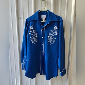 Vintage H Bar C long Tail California Ranch Wear Mens Shirt